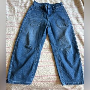 High Rise  Barrel Leg Jeans - Size 12 - Comfort Stretch Horseshoe Denim